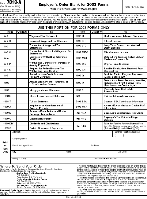 Employer's Order Blank