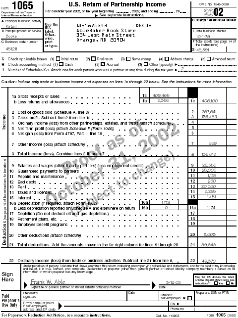 sample 1065 tax return