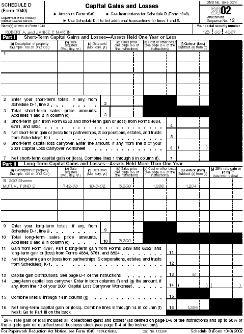 Schedule D, page 1