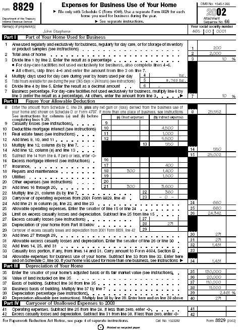 John Stephen's—Form 8829