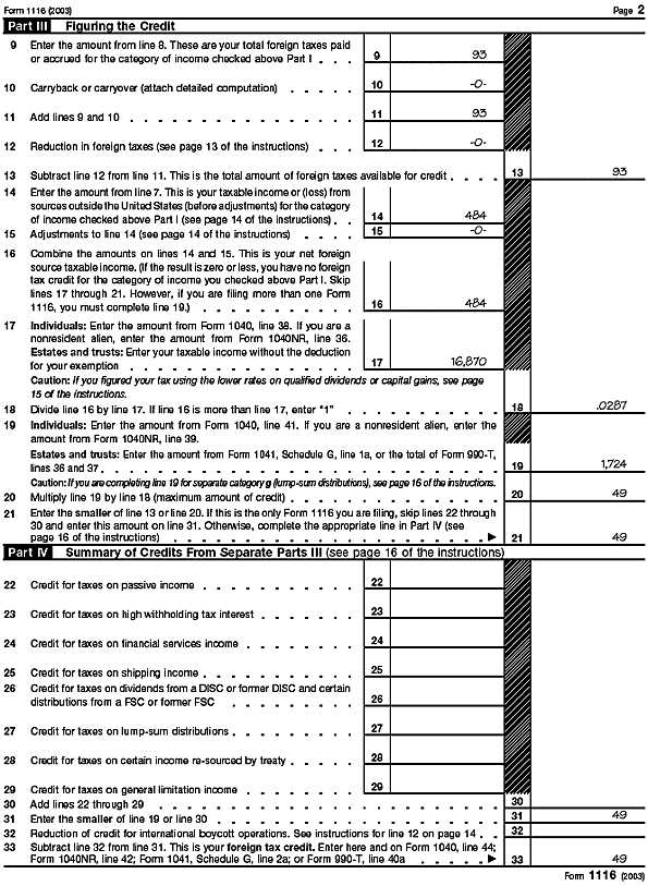 Form 1116, page 2 for Betsy Wilson 