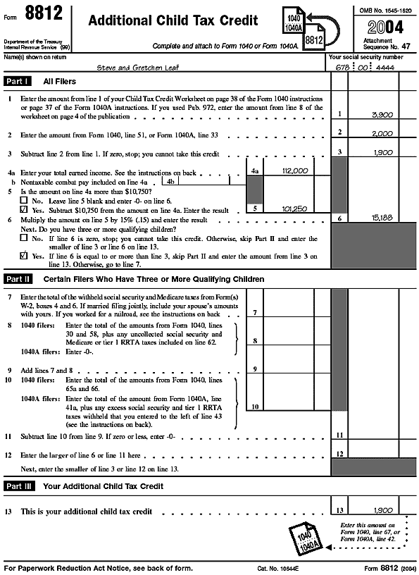 Leaf's Filled-in Form 8812