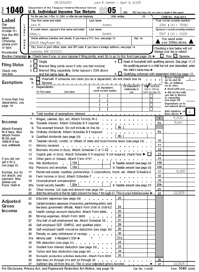 Page 1 of Form 1040 for John R. Smith