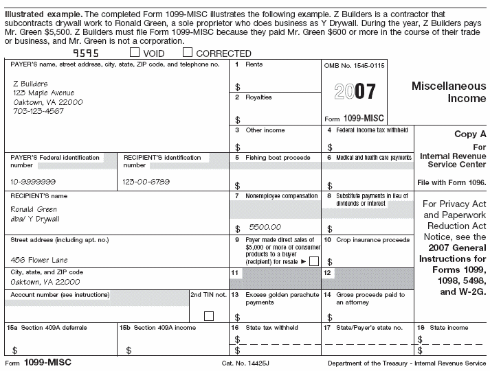 Illustrated Form 1099-MISC for Jeremy Michaels